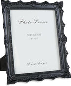 Cuspin 8x10 Black Picture Frame, Handcrafted Resin Frame with Exquisite Carved Details & Glass Front, Vintage Antique Design for Wall Hanging or Tabletop Display, Home Decor