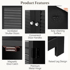 COSTWAY Bathroom Storage Cabinet, Wooden Side Storage Organizer with Louver Doors & Removable Shelf, Freestanding Floor Cabinet for Living Room, Kitchen, Entryway (Black)