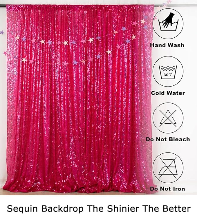 ShiDianYi 4x6ft Hot Pink Sequins Backdrop - Photo Booth Background for Parties Events, Sparkly Photography Decoration