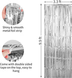 Crosize 2 Pack 3.3 x 9.9 ft Silver Foil Fringe Backdrop Curtain, Streamer Backdrop Curtains, Streamers Birthday Party Decorations, Tinsel Curtain for Parties, Photo Booth Backdrops, Party Décor
