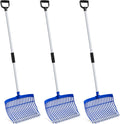 Lasnten 3 Sets Blue Manure Fork with Long Metal Handle Pitch Fork Manure Rake Heavy Duty Muck Rake for Gardening Horse Stall Stable Grass Hay Cleaning Farm Work(D Shaped Grip)