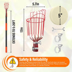 26FT Reach Fruit Picker Pole with Basket Telescoping,Apple Picker Pole with Basket,Lightweight Aluminum Pole Fruit Catcher for Trees,Orange Picker Suit for,Pear,Lemon,Mango,Guava,Avocados
