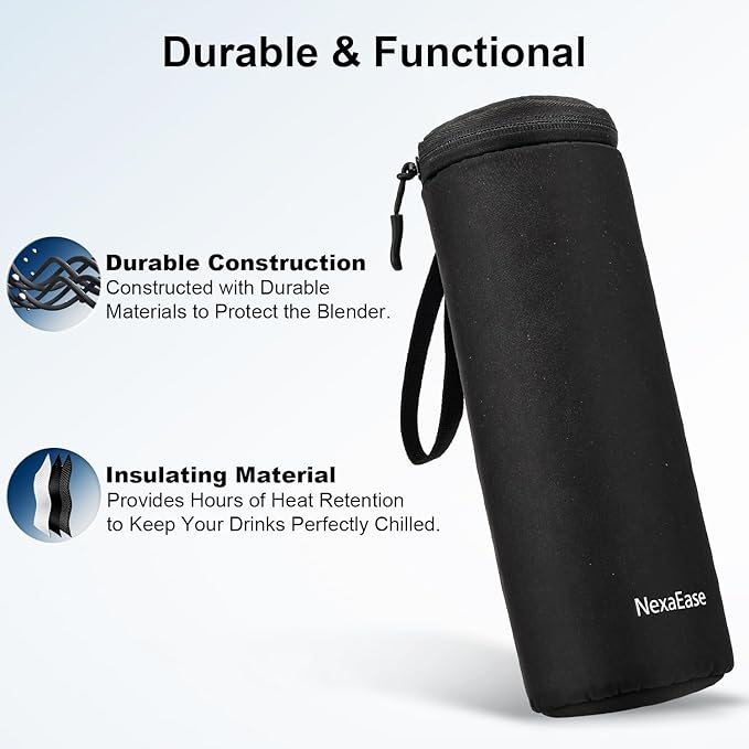 Portable Personal Blender for Juice, Shakes and Smoothies with Insulated Sleeve - 16 Oz Mini Blender Cup with 6 Blades, USB Rechargeable, BPA Free - Small Blender for Kitchen, Travel, Office, Gym