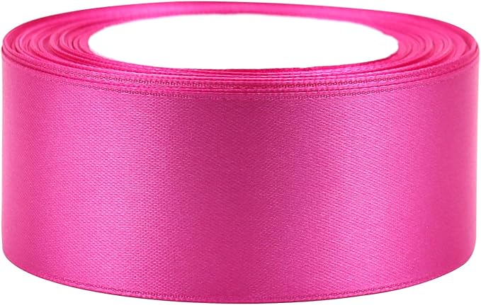 Hot Pink Solid Satin Ribbon 1-1/2 Inch 25 Yards Solid Polyester Fabric Ribbon for Gift Wrapping Wedding Christmas Baby Shower Birthday Party Decoration Handmade Immortal Flower Craft