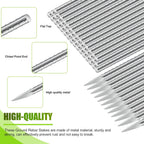 Gisafai 24 Pcs 12 Inch Ground Rebar Stakes Heavy Duty Ground Anchors Steel Plant Support Garden Stake Long Straight Metal Spikes with Chisel Point End for Concrete Timber Garden Plant Tent