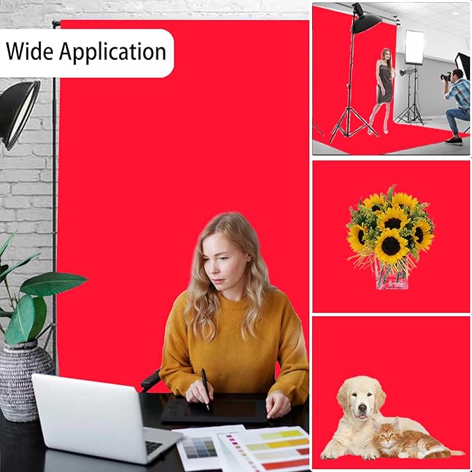 Red Photography Backdrop for Photoshoot, Photo Backdrop Curtain, Red Backdrops for Party Portrait Photoshoots Video Studio 6FTx9FT