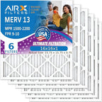 AIRX FILTERS WICKED CLEAN AIR. 16x16x1 Air Filter MERV 13 Electrostatic Pleated Air Conditioner Filter 6 Pack HVAC AC Furnace Filters
