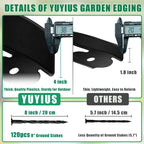 Landscape Edging - 80FT 4IN Garden Edging Border with 120 Stakes, No Dig Lawn Edging for Landscaping for Garden Bed, Yard, 0.15" Thick Flower Bed Border Edging with Connector for Outdoor