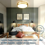 Gold Ceiling Light Fixture 24W, 12 inch LED Flush Mount Ceiling Light for Bedroom, Kitchen, Bathroom, 5CCT Dimmable Close to Ceiling Light Fixture for Hallway 2 Pack…