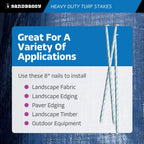 Sandbaggy 8" Heavy Duty Galvanized Artificial Turf Stakes - Spiral Landscape Nails - Ground Spikes/Pins - Synthetic Grass, Lawn, Edging, Weed Barrier Fabric, Garden (8 inch - Heavy Duty, 50, Count)