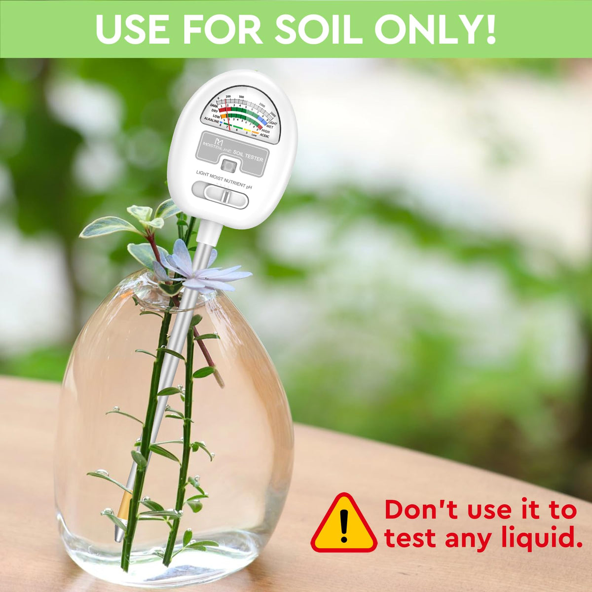 [Upgraded] Soil Moisture Meter, 4-in-1 Soil pH Tester, Moisture/Light/Nutrients/pH Meter for Gardening, Lawn, Farming, Indoor & Outdoor Plants Use, No Batteries Required, Gifts for Plants Lover