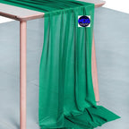 MDS Halloween Chiffon Table Runner - 25 Pack, 29 x 170 Inches, 14ft Each - Sheer Spooky Table Runners for Haunted House Parties, Trick-or-Treat Tables, Witchy Décor, Wedding & Events - Emerald Green