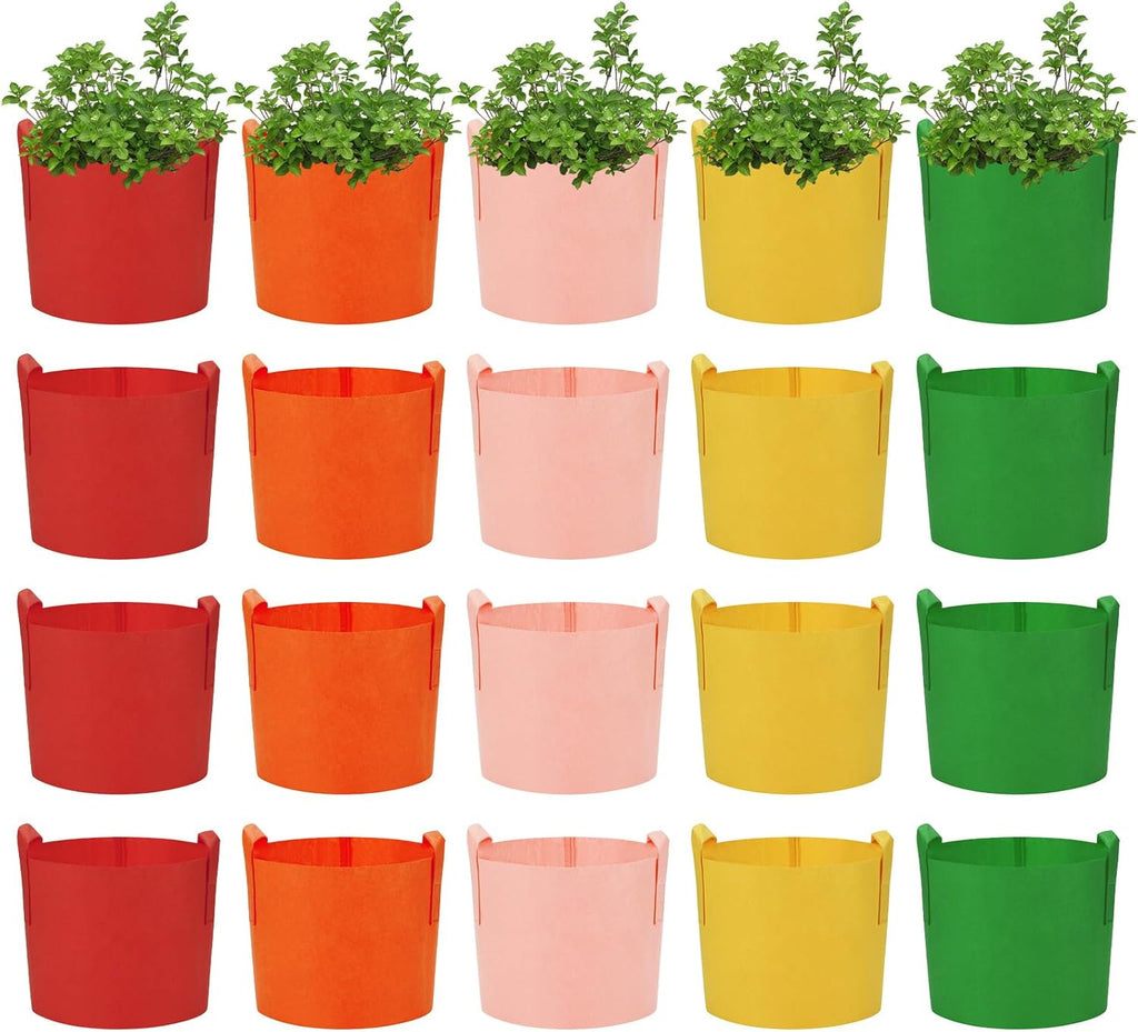20 Pack 10 Gallon Grow Bags, Colorful Potato Plant Grow Bags with Handles, Nonwoven Fabric Garden Pots for Vegetable Fruit Flowers Herbs Tomato Potato Growing (10 Gal)
