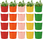 20 Pack 7 Gallon Grow Bags, Colorful Potato Plant Grow Bags with Handles, Nonwoven Fabric Garden Pots for Vegetable Fruit Flowers Herbs Tomato Potato Growing (7 Gal)