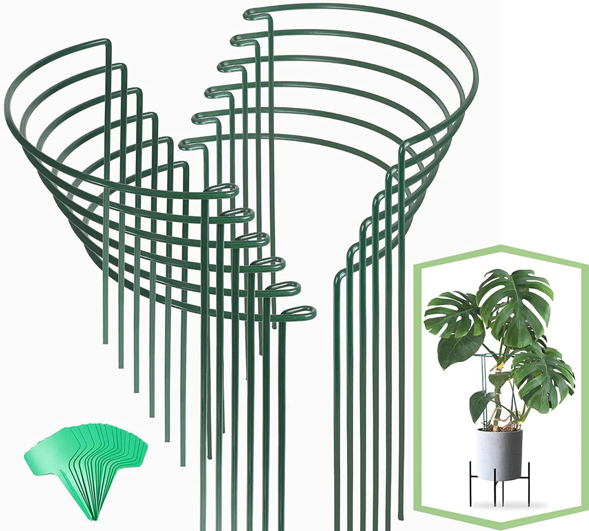 12 Pack 16 Inch Metal Plant Support Stakes for Outdoor Plants and Flowers