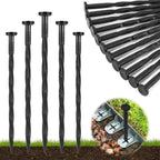 Landscape Edging Stakes, 200 Pcs 8" Plastic Garden Spikes, Spiral Nylon Anchoring Spikes for Paver Edging, Weed Barriers, Artificial Turf, Tent, Grass Pathway and More, Black