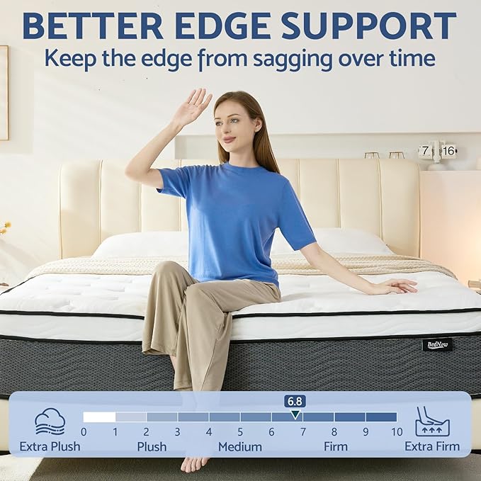 Twin Mattress, 14 Inch Twin Size Mattress in a Box, Hybrid Mattresses for Pressure Relief, Pocket Springs Mattresses, Firm