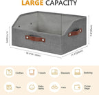 Closet Organizers and Storage, Linen Trapezoid Storage Bins with Handles, Collapsible Shelf Organizer for Blanket, Towel, Clothes, Hats, Purse (Gray)