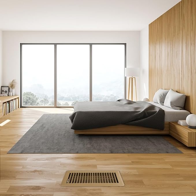 VOISEN Floor Register 4x10, 2 Pack Brown Floor Vent Covers,Heavy Duty Steel Walkable Floor Vents,Vent Covers for Home Floor