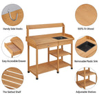 Yaheetech Potting Bench with Sink & Drawer, Outdoor Gardening Table, Wood