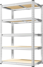 REIBII 2000LBS Storage Shelves 5 Tier Garage Shelving Heavy Duty Metal Shelving Adjustable Garage Shelves for Kitchen Pantry Basement 28" W x 13.8" D x 59.8" H, Silver