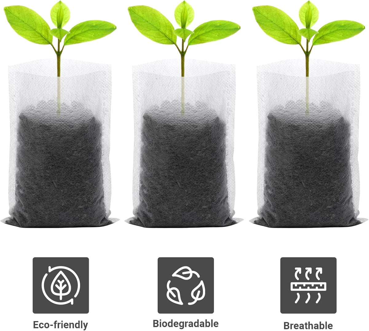 GREANER 400 PCS Plant Nursery Bags, 3.5"x4.7" Biodegradable White Pots for Plants, Fabric Seedling Grow Bags for Indoors and Outdoors Use