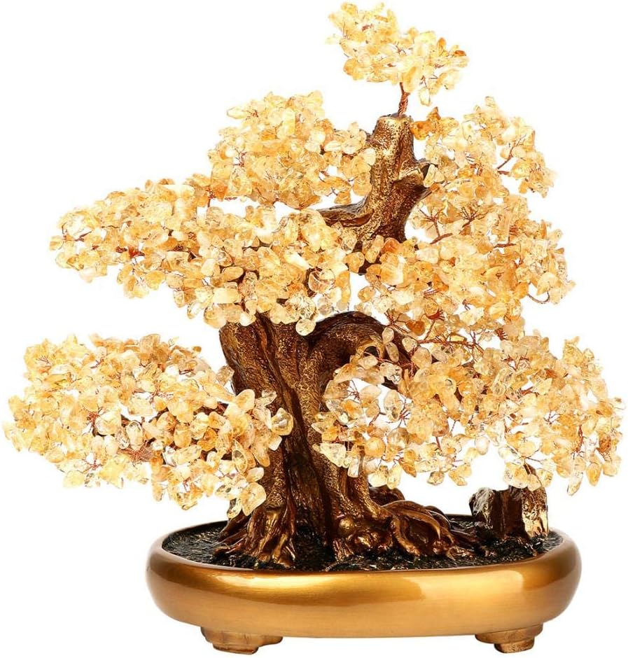 Natural Tree of Life (1,251 Gemone unt) Cryal Tree with Healing Properties - Bonsai Feng Shui Money Tree for Healing and Luck (Citrine),One Size