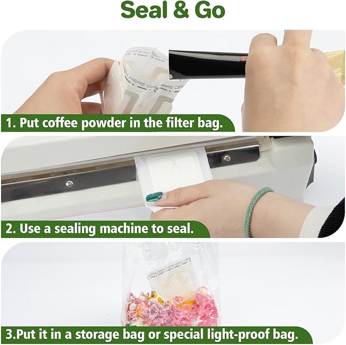 CARGEN 100Pcs Portable Coffee Filter Paper Bag - Hanging Ear Drip Coffee Bags Single Serve Disposable Pour Over Filter Bag for Camping, Backpacking, Travel, Office, Home, Outdoor and on the go