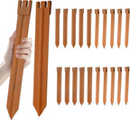 20PCS Brown 10in Hollow-Carved Metal Landscape Edging Stakes,Galvanized Steel Stakes for Corrugated Garden Landscape Edging/Terrace Board/Grass Barrier/Bender Board/Garden Liner/Tent pegs/Dog Stakes