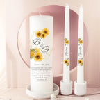 Unity Candles for Wedding, Modern Unity Set, Custom and Personalized Pillar and Taper Candles with Bible Quote, Unscented White Premium Wax, Religious and Wedding Ceremony, Special Events