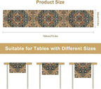 Boho Bohemia Style Table Runner, Country Rustic Farmhouse Vintahe Colorful Geometry Print Table Runner for Home Kitchen Dinner Party Holiday Decor, 13x108inch