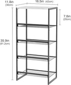 Garden 4 you 5 Tiers Narrow Shoe Rack,Small Space Freestanding Shoe Storage Organizer with White Wooden Tabletop,Adjustable Metal Shelf Stackable Shoe Shelf for Entryway Hallway Living Room Closet