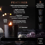 Scented Candle, Wood Wick, 7.4 Oz, Black - Luxurious, Powerful Manifestation Crystal Candle - Hand Poured with Natural Soy, Coconut and Beeswax - Essential Oils and Exotic Fragrance
