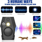 Superior Squirrel Repeller, Ultrasonic Squirrel Mouse Repellent Plug in, Electronic Rat Repeller, Repel Rodents, Mice, Rats, Squirrels, Black