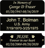 3" W x 1" H Personalized Custom Engraved Solid Brass Plate Frame Name Label Art Tag for Frames with Adhesive Backing or Screws Black