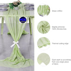 MDS Halloween Chiffon Table Runner - 12 Pack, 29 x 170 Inches, 14ft Each - Sheer Spooky Table Runners for Haunted House Parties, Trick-or-Treat Tables, Witchy Décor, Wedding & Events - Sage Green