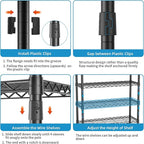 Heavy Duty Clothes Rack Rolling Garment Rack,Adjustable Wire Shelving Clothing Racks for Hanging Clothes with Hanger&Double Basket,Freestanding Metal Wardrobe Storage Portable Closet
