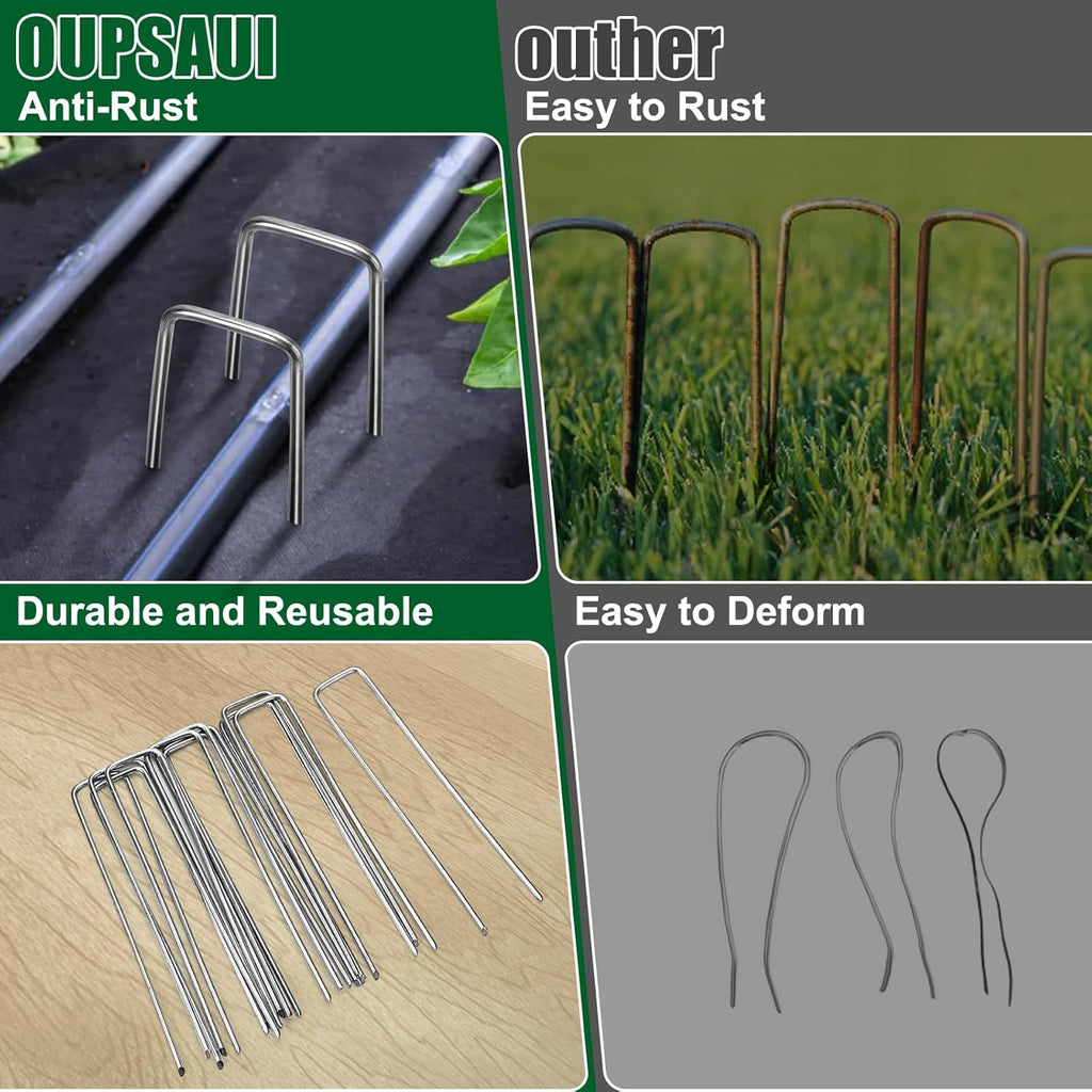 12 Inch 11 Gauge Galvanized Landscape Staples Stakes for Decoration, 25/50/100pcs Garden Metal Stakes for Weed Barrier Fabric, Fence Stakes, Tent Stakes (12in, 50pcs)