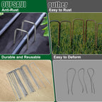 12 Inch 11 Gauge Galvanized Landscape Staples Stakes for Decoration, 25/100/200pcs Garden Metal Stakes for Weed Barrier Fabric, Fence Stakes, Tent Stakes (12in, 200pcs)