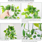 LOYWREE 2 Pack Artificial Hanging Plant Kit with Pot and Hanger - 39" Long Fake Pothos Vines - Hanging Potted Faux Plant Indoor for Wall Ceiling Bedroom Bathroom Living Room Home Decor (White Pot)