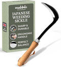 Muldale Japanese Weeding Sickle – Curved Razor Hand Hoe Garden Tool with Ergonomic Wooden Handle for Easy Manual Weeding & Gardening