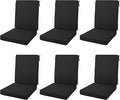 Outdoor Chair Cushions 20x20, Water-Resistant & Fade-Resistant, Patio Furniture Lawn Dining Chair Seat Replacement with High Back, Ties Zipper, Removable Cover, Set of 6, Black