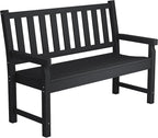 Outsunny Outdoor Bench, 49" All-Weather HDPE Garden Bench, 2-Person Patio Loveseat with 528 lbs Capacity, Curved Seat for Backyard, Park, Porch, Lawn, Park, Black