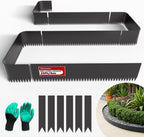 20ft. 6-Pack Galvanized Steel Landscape Edging - 40" L x 6" H Lawn Edging with 6 Stakes, Hammer-in Metal Garden Border for Landscaping, Lawn & Yard (Black)