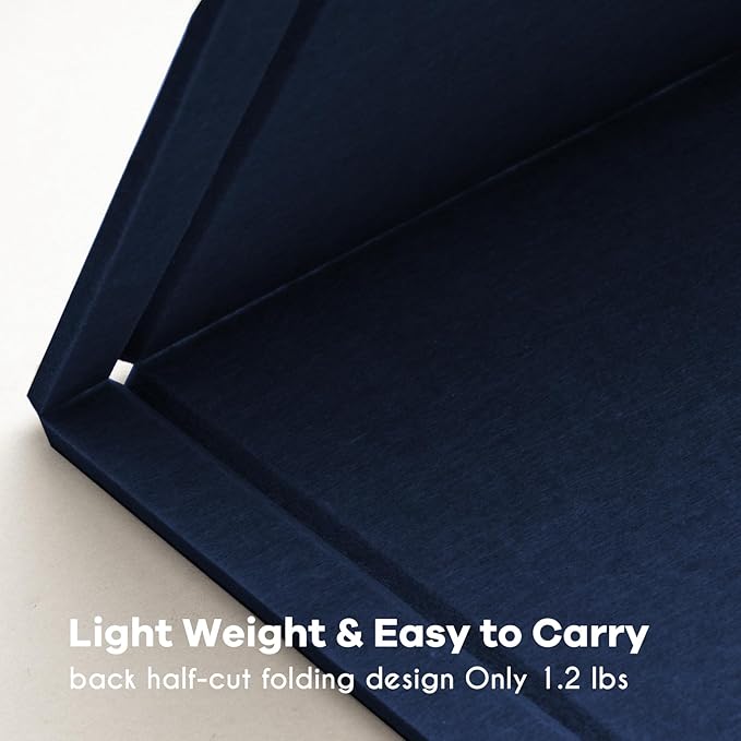 Bulletin Board, 35 x 17 1/2 inches Felt Board - Decorative Pin Board, Cork Board Alternative for Wall, Foldable Picture Board Self-Adhesive Vision Board Prayer Board with 20 Pushpins Dark Blue