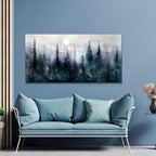 Large Wall Decor for Living Room Canvas Wall Art for Office Modern Wall Decorations for Bedroom Foggy Forest Landscape Paintings Black and White Pictures Artwork Room Home Decor 24"X48"