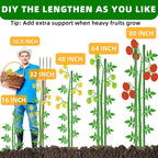 Fabulas Garden Stakes 16 Inch 70 Pack, Diy 4ft 5ft 6ft 7ft 8ft Tomato Stakes Plastic Coated Metal Plant Sticks Stakes Supports with 40 Connectors 30 Rotatable Clips for Indoor Outdoor Plants Vegetable