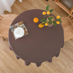 NLMUVW Brown Linen Tablecloth Round Tables Water Resistant Textured Table Cloth Farmhouse Table Cover for Kitchen Dining Coffee, 48 Inch
