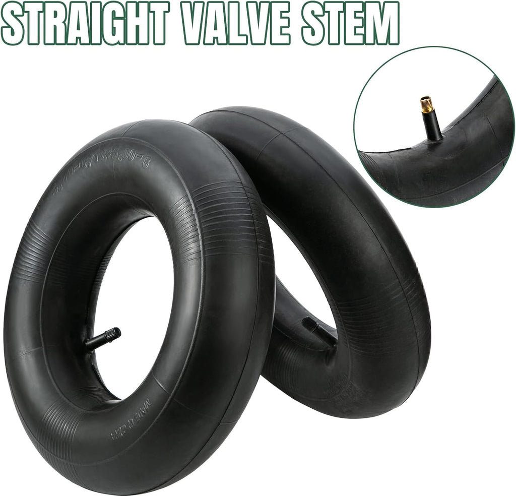 13x4.00-6 Inner Tube 4.10/3.50-6 Heavy Duty Replacement Tire Tubes with Straight Valve Stem for Wheelbarrows, Mowers, Hand Trucks - 2 Pack