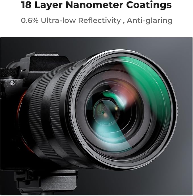 K&F CONCEPT 62mm MC UV Lens Protection Filter with Lens Cap Cleaning Cloth Optical Glass Ultra Slim 18 Multi-Layer Coatings Camera Lens UV Filter (K-Series)